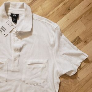 BNWT Mens H&M white polo shirt